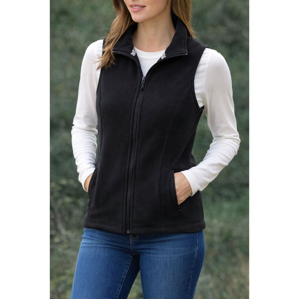Columbia Black Fleece Vest Women’s Small Zip Up Lightweight Outdoor Layering